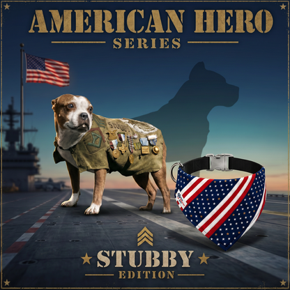 Sgt. Stubby Patriotic Dog Bandana Collar 2-in-1 | American Heroes Edition 1